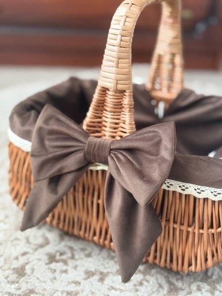 Пасхальний кошик &laquo;Голендер&raquo; з чохлом і рушником &ndash; натуральна лоза ПК-100 фото