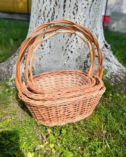 Набір овальних плетених кошиків з лози (4 шт) &mdash; флористичні та декоративні кошики ФН-036 фото