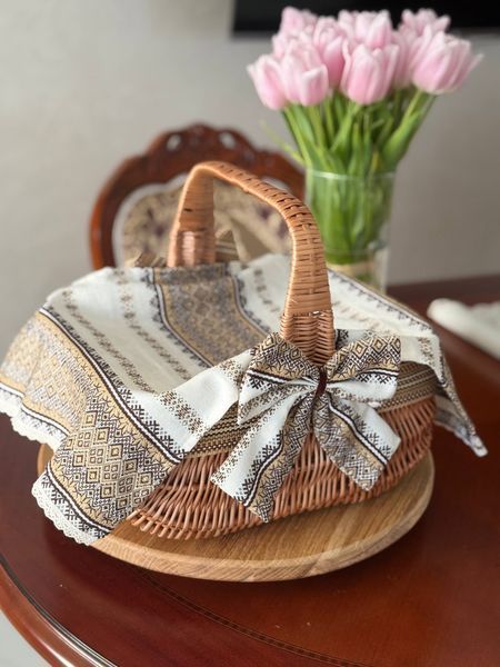 Пасхальний кошик &laquo;Голендер&raquo; плетений, етно стиль, з рушником, 36&times;27&times;16 см ПК-121 фото