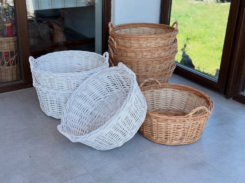 Круглий плетений кошик із натуральної лози для квітів та подарунків ФН-143 фото
