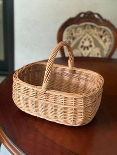 Пасхальний кошик &laquo;Перлова&raquo; натуральний &ndash; плетений з лози ПК-18 фото